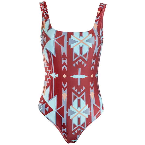 HOOEY "THE OLLIE" ONE PIECE SWIMSUIT RUST/AZTEC