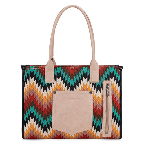 WRANGLER SOUTHWESTERN PATTERN CONCEALED CARRY WIDE TOTE-Black