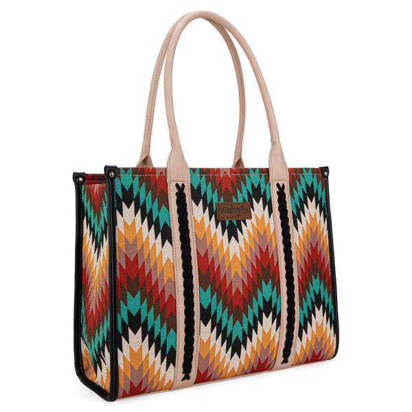 WRANGLER SOUTHWESTERN PATTERN CONCEALED CARRY WIDE TOTE-Black