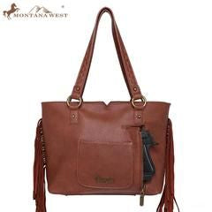 Montana West Fringe and Studs Concealed Carry Western Wide Tote