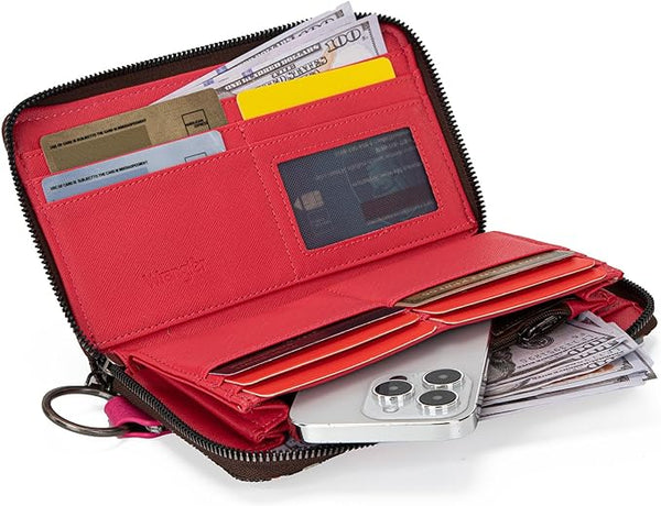 WRANGLER ALLOVER AZTEC DUAL SIDED PRINT CANVAS WALLET-Hot Pink