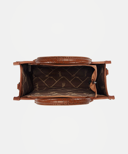 WRANGLER CROC PRINT CROSSBODY TOTE BAG-Brown