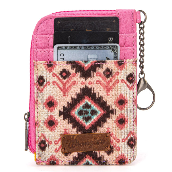 Wrangler Southwestern Art Print Mini Zip Card Case - Pink
