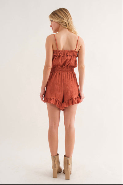 Textured Fabric Spaghetti Strap Romper