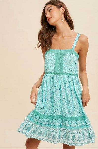 Tiered Border Print Dress