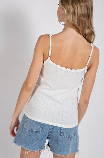 Flower Crochet Trim Tank Top