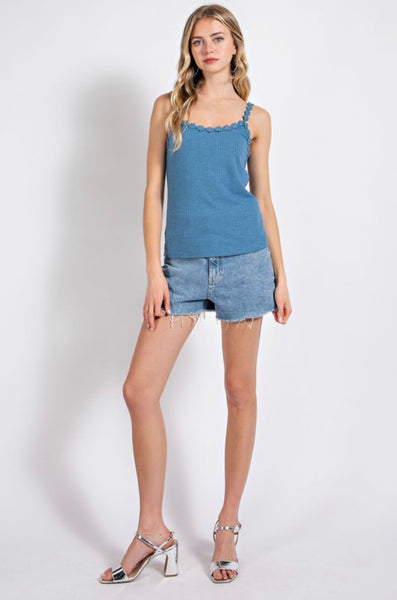 Flower Crochet Trim Tank Top