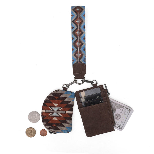 Wrangler Southwestern Art Print Dual Pouch Wristlet