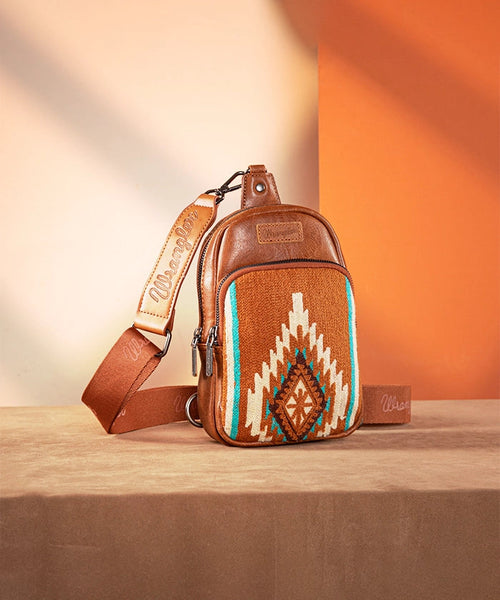 WRANGLER AZTEC KNITTED SLING BAG