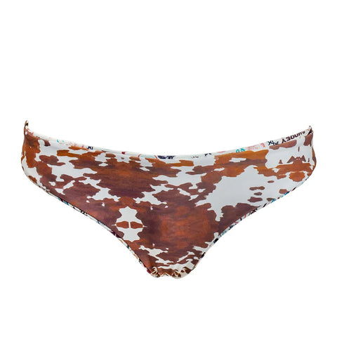 HOOEY "THE RALLY" REVERSIBLE SWIMSUIT BOTTOMS BROWN/CREAM COW PRINT