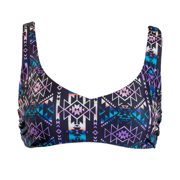 HOOEY "THE RAMPY" REVERSIBLE SWIMSUIT TOP BLACK/MULTI COLOR AZTEC