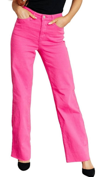 Judy Blue High Waist Garment Dyed 90's Straight-Pink