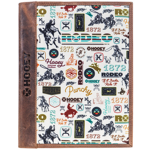 HOOEY "HOOEY RODEO" LEATHER NOTEBOOK COVER CREAM RODEO PATTERN
