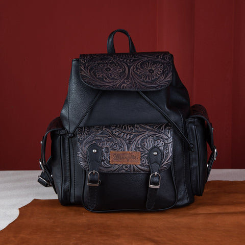 Wrangler Vintage Floral Tooled Backpack - Black