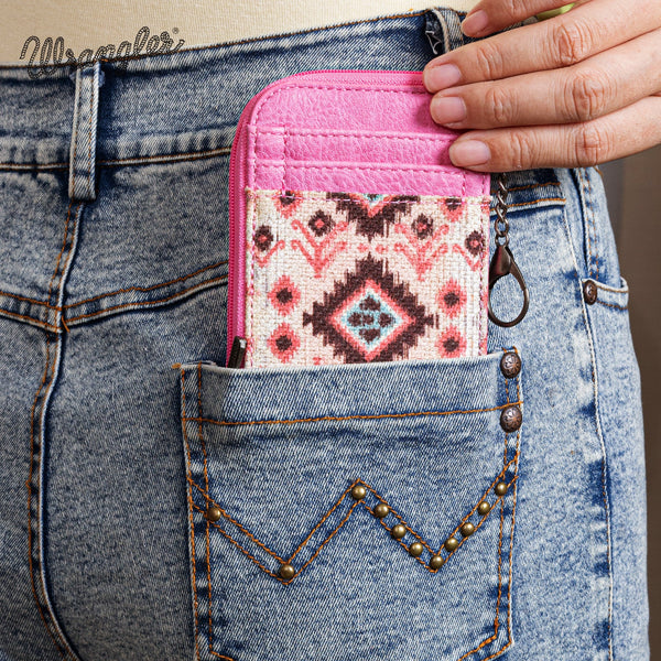 Wrangler Southwestern Art Print Mini Zip Card Case - Pink