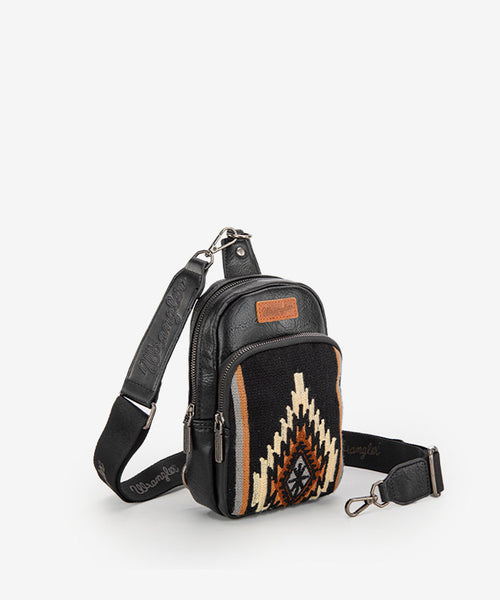 WRANGLER AZTEC KNITTED SLING BAG