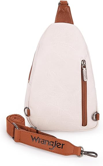 Wrangler Sling Bag/Crossbody/Chest Bag Dual Zippered Compartment - Beige-Brown