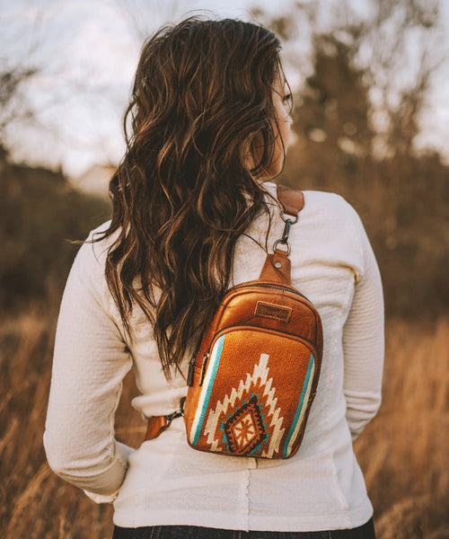 WRANGLER AZTEC KNITTED SLING BAG