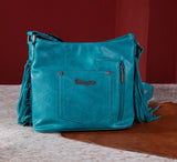 Wrangler Croc Embossed Whipstitch Concealed Carry Crossbody - Turquoise