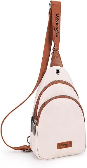 Wrangler Sling Bag/Crossbody/Chest Bag Dual Zippered Compartment - Beige-Brown