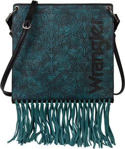 Wrangler Floral Embossed Fringe Concealed Carry Hobo/Crossbody - Turquoise