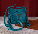 Wrangler Croc Embossed Whipstitch Concealed Carry Crossbody - Turquoise