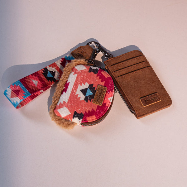 Wrangler Sherpa Southwestern Art Print Dual Pouch Wristlet