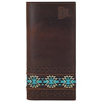 RED DIRT HAT CO RODEO WALLET OILED CHESTNUT BRN W/SOUTHWESTERN DESIGNS