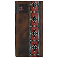 RED DIRT HAT CO RODEO WALLET OILED ANTIQUE BRN W/ RED SOUTHWESTERN DESIGNS