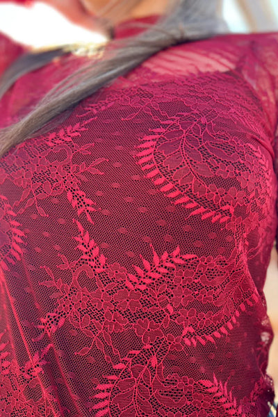 WRITE IT IN RED LACE TOP