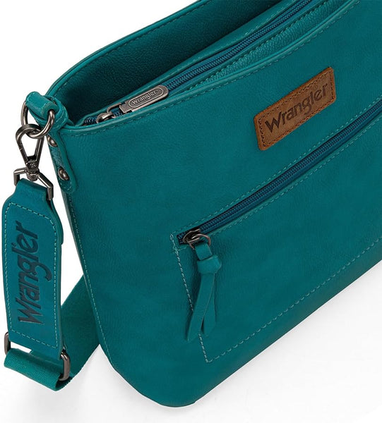 WRANGLER CASUAL PLAIN ZIPPER CROSSBODY BAG-Turquoise