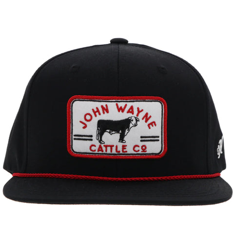 HOOEY "JOHN WAYNE" HAT BLACK W/RED & WHITE PATCH