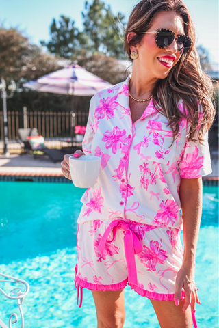 Blossom Tie Pajama Set, Pink