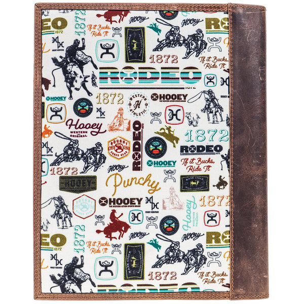 HOOEY "HOOEY RODEO" LEATHER NOTEBOOK COVER CREAM RODEO PATTERN