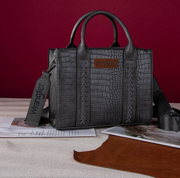 Wrangler Croc Print Concealed Carry Tote - Grey