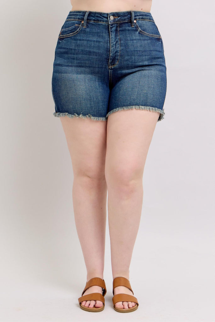 Denim Shorts Tummy Control Shorts Plus Size Judy Blue HW Tummy