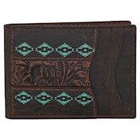 RED DIRT BIFOLD CARD CASE TOOLED ACCENT W/TURQUOISE DESIGN