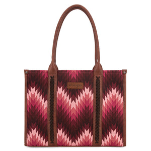 WRANGLER SOUTHWESTERN PATTERN CONCEALED CARRY WIDE TOTE-Dark Pink