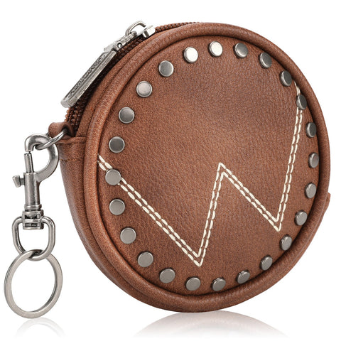 Wrangler Circular Coin Pouch "W" Logo Bag Charm - Brown