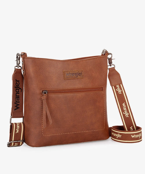 WRANGLER CASUAL PLAIN ZIPPER CROSSBODY BAG-Brown