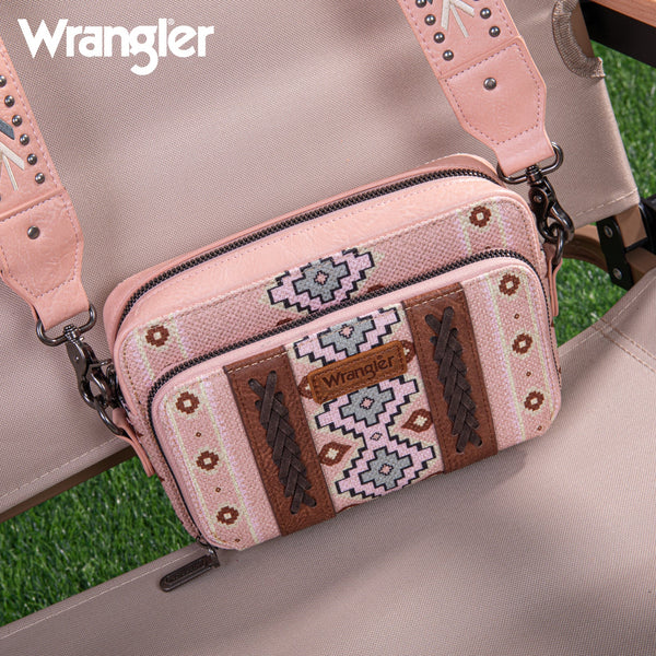 WRANGLER AZTEC PRINTED CROSSBODY PURSE-Pink