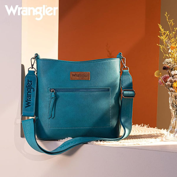 WRANGLER CASUAL PLAIN ZIPPER CROSSBODY BAG-Turquoise