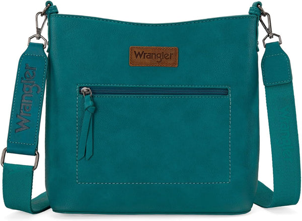 WRANGLER CASUAL PLAIN ZIPPER CROSSBODY BAG-Turquoise