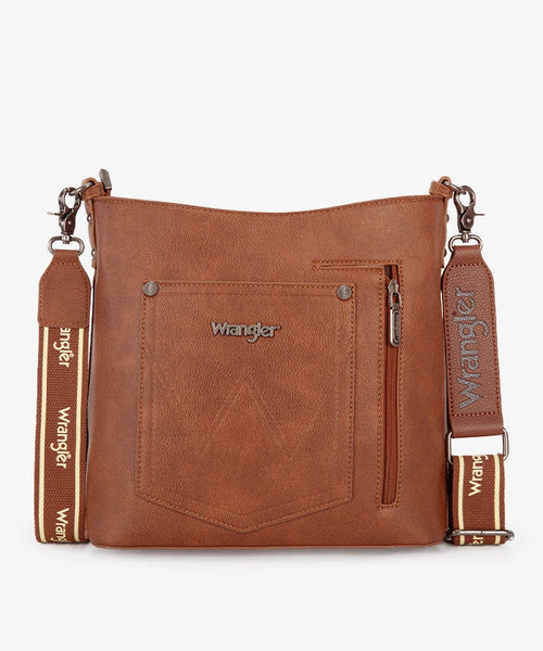 WRANGLER CASUAL PLAIN ZIPPER CROSSBODY BAG-Brown