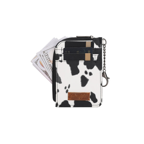 Wrangler Cow Print Print Mini Zip Card Case - Black