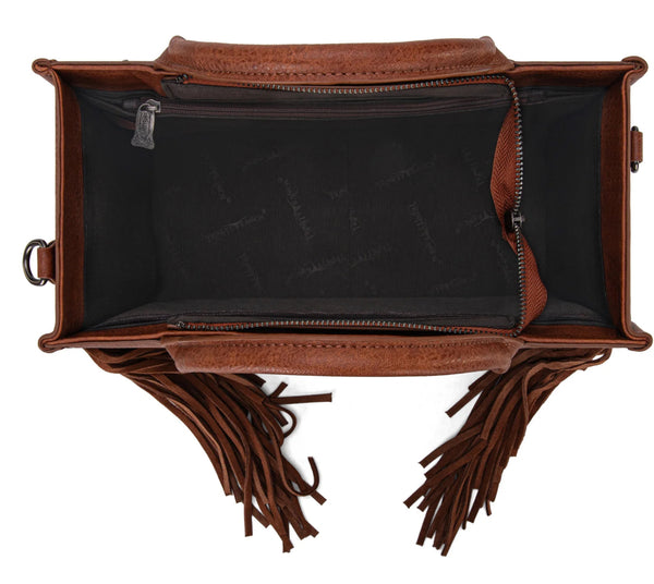 Trinity Ranch Floral Tooled Fringe Concealed Carry Tote/Crossbody