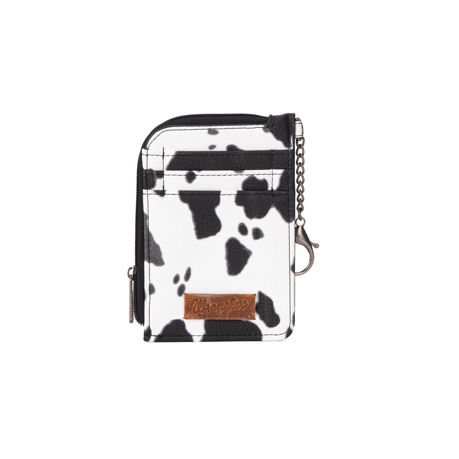 Wrangler Cow Print Print Mini Zip Card Case - Black