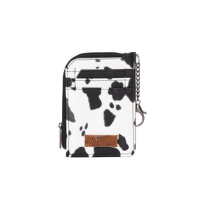 Wrangler Cow Print Print Mini Zip Card Case - Black