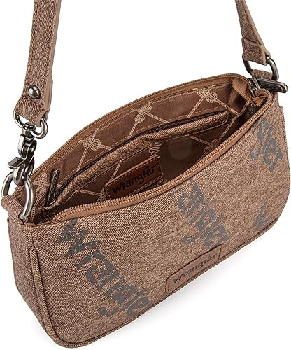 Wrangler Shoulder Bag for Women 90s Retro Top-Handle Hobo Handbag-Brown