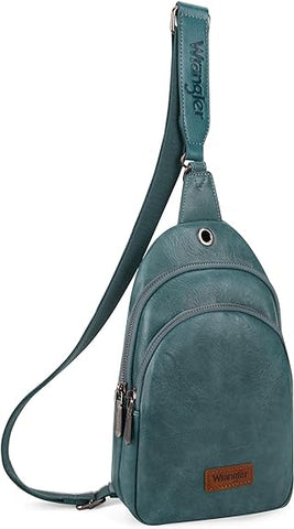 Wrangler Sling Bag/Crossbody/Chest Bag Dual Zippered Compartment -Turquoise